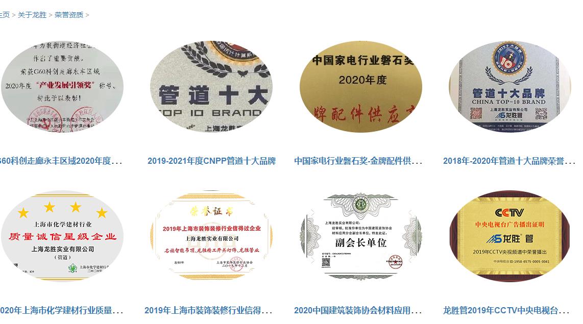 龍勝管道排行證書有嗎？不止有，而且還有很多！